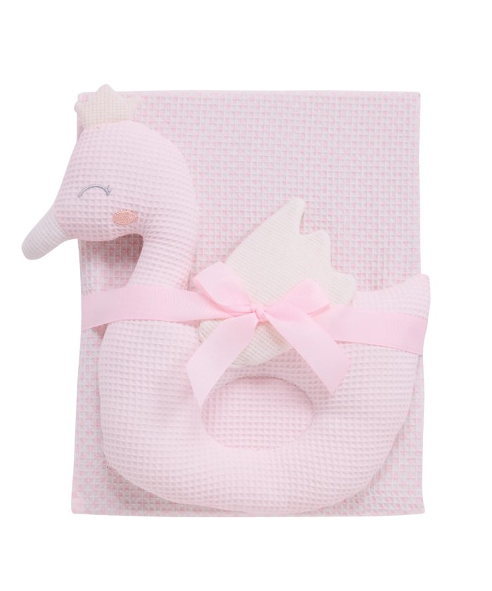 DAS BABY ΚΟΥΒΕΡΤΑ ΠΙΚΕ 75X100 RELAX 4956 PINK, WHITE