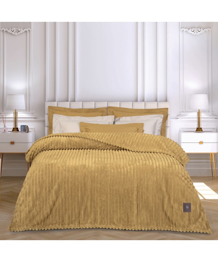 GREENWICH POLO CLUB ΚΟΥΒΕΡΤΑ FLEECE ΥΠΕΡΔΙΠΛH 3488 OCHRE
