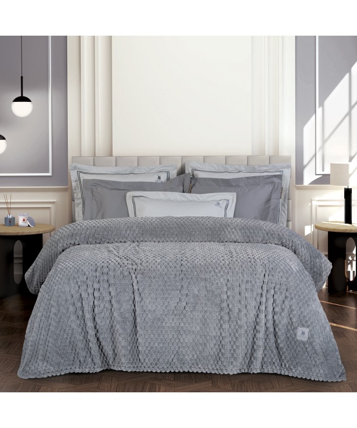 GREENWICH POLO CLUB ΚΟΥΒΕΡΤΑ FLEECE ΥΠΕΡΔΙΠΛH 3476 GREY