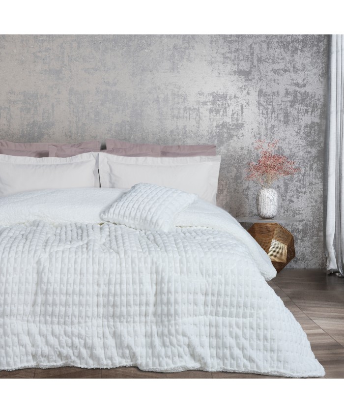 DAS HOME ΚΟΥΒΕΡΤΟΠΑΠΛΩΜΑ SHERPA ΜΟΝΟ 1176 WHITE