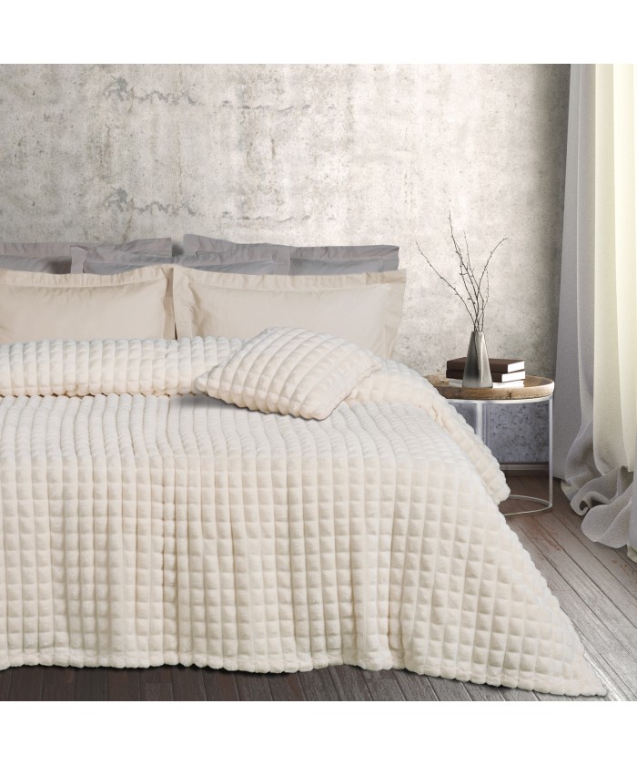 DAS HOME ΚΟΥΒΕΡΤΑ FLEECE 220Χ240 1356 IVORY