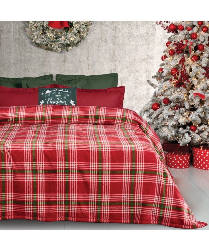 DAS HOME ΚΟΥΒΕΡΤΑ FLEECE 220Χ240 1361 GREEN, RED