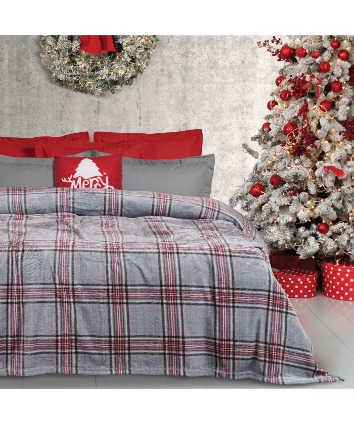 DAS HOME ΚΟΥΒΕΡΤΑ FLEECE 220Χ240 1362 GREY, RED