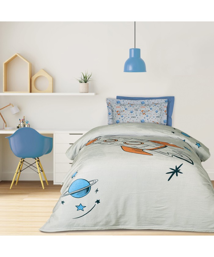 DAS KIDS ΚΟΥΒΕΡΤΑ FLEECE 160Χ220 4912 BLUE, GREY, ORANGE