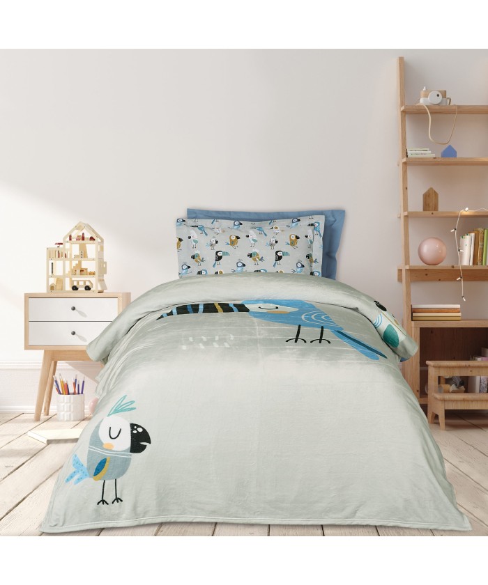 DAS KIDS ΚΟΥΒΕΡΤΑ FLEECE 160Χ220 4914 BLUE, GREY, MINT