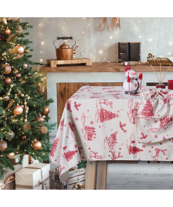 DAS HOME CHRISTMAS ΤΡΑΠΕΖΟΜΑΝΤΗΛΟ 140Χ220 0772 ECRU, RED
