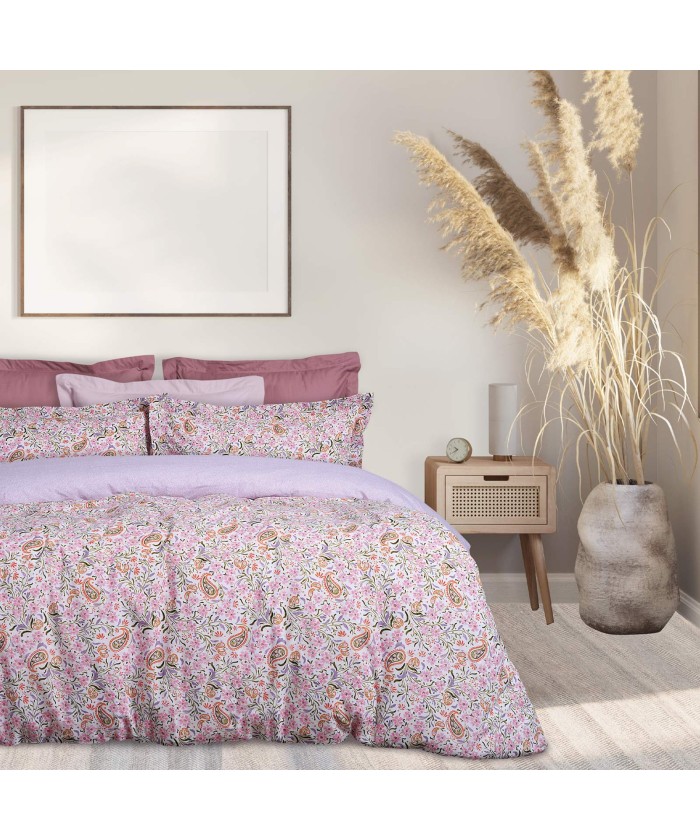 DAS HOME ΣΕΤ ΣΕΝΤΟΝΙΑ ΜΟΝΑ ΜΕ ΛΑΣΤΙΧΟ CASUAL 5414 ΛΙΛΑ, ΜΠΕΖ, ΡΟΖ