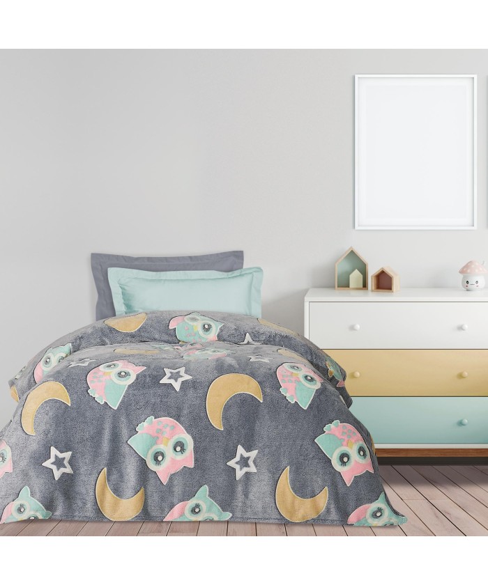 DAS KIDS ΚΟΥΒΕΡΤΑ FLEECE 160Χ220 4864 ΓΚΡΙ, ΚΙΤΡΙΝΟ, ΡΟΖ