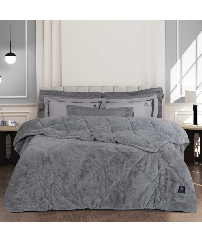 GREENWICH POLO CLUB ΚΟΥΒΕΡΤΟΠΑΠΛΩΜΑ RABBIT FAUX FUR ΥΠΕΡΔΙΠΛΟ 3446 GREY