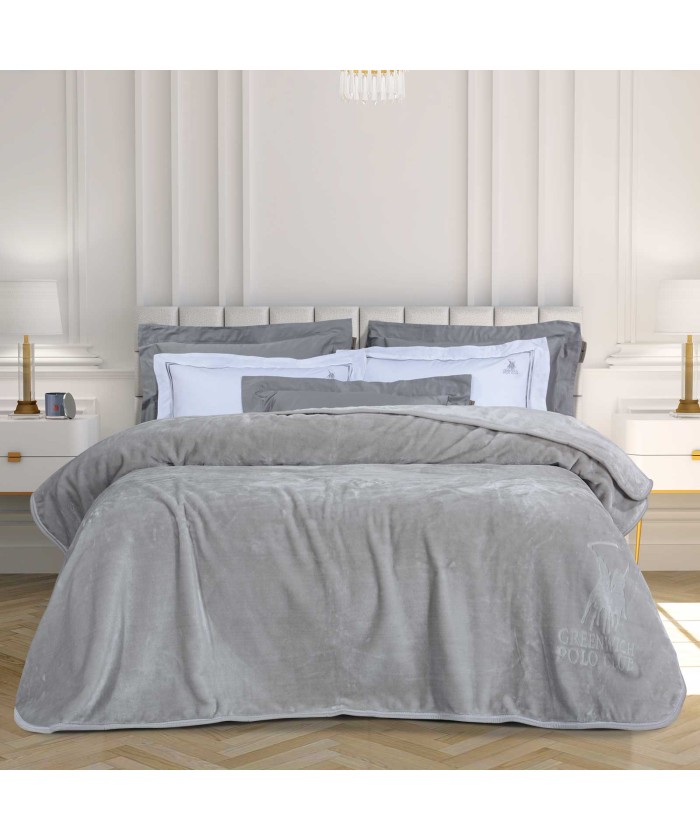 GREENWICH POLO CLUB ΚΟΥΒΕΡΤΑ VELOUR ΥΠΕΡΔΙΠΛH ESSENTIAL 3442 ΑΣΗΜΙ