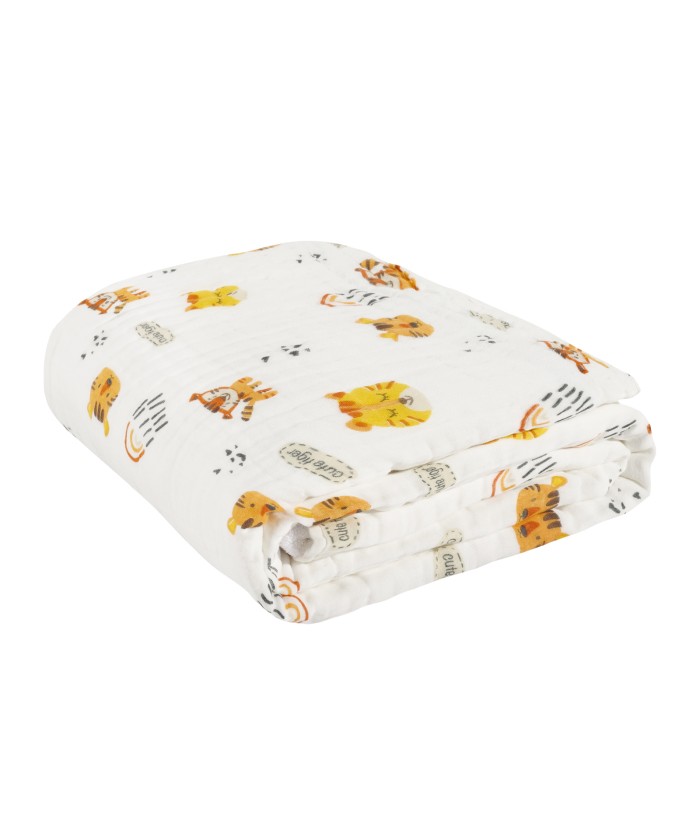 DAS BABY ΚΟΥΒΕΡΤΑ-ΜΟΥΣΕΛΙΝΑ 105X150 RELAX 6622 ΛΕΥΚΟ, ΠΟΡΤΟΚΑΛΙ