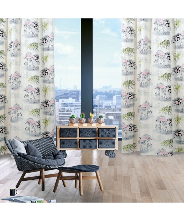 DAS HOME 2063 ΚΟΥΡΤΙΝΑ 140Χ280 ΜΕ ΤΡΟΥΚΣ ΓΚΡΙ, ΛΑΧΑΝΙ, ΡΟΖ