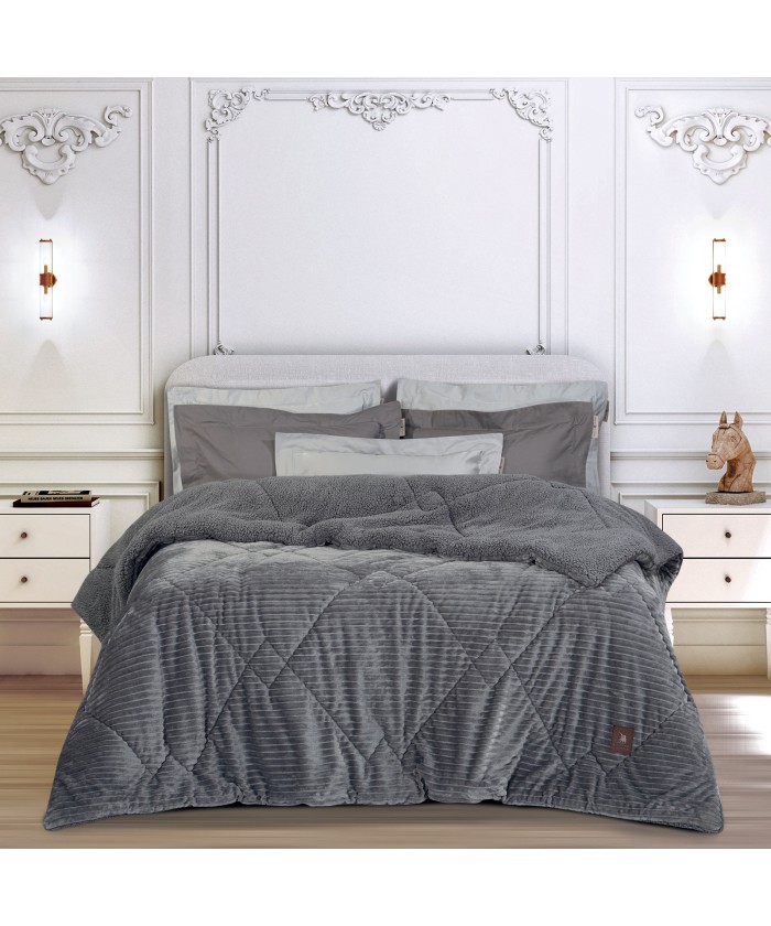 GREENWICH POLO CLUB ΚΟΥΒΕΡΤΟΠΑΠΛΩΜΑ ΥΠΕΡΔΙΠΛΟ SHERPA 3484 GREY