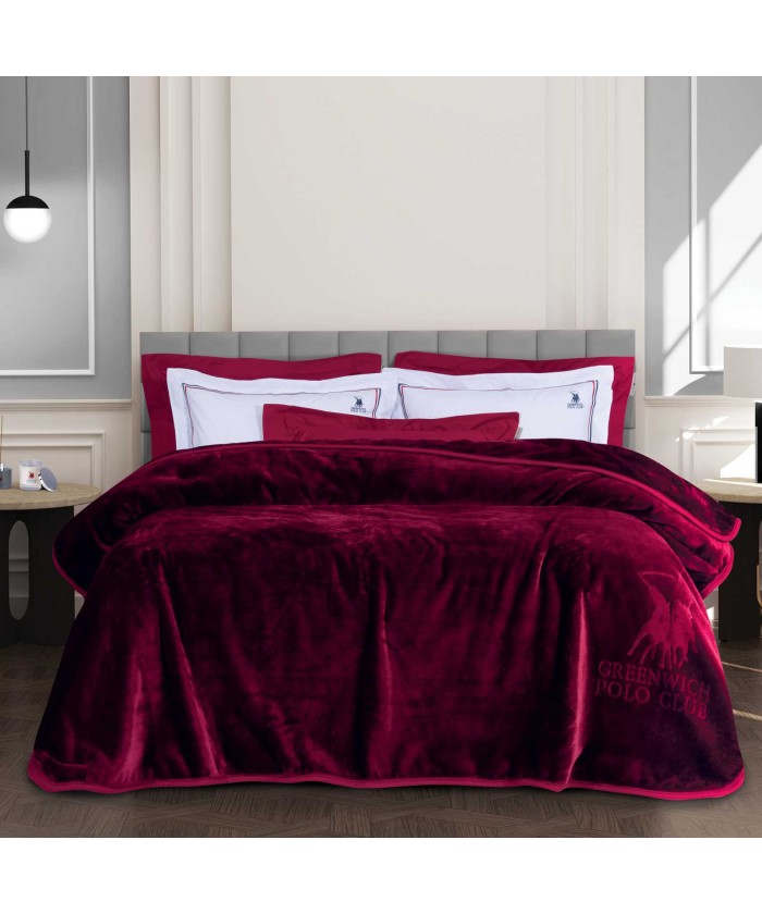 GREENWICH POLO CLUB ΚΟΥΒΕΡΤΑ VELOUR ΥΠΕΡΔΙΠΛH ESSENTIAL 3438 ΜΠΟΡΝΤΩ