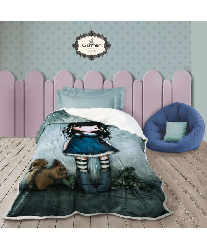 SANTORO GORJUSS 5032 ΚΟΥΒΕΡΤΑ FLEECE SHERPA 160X220 YOU BROUGHT ME LOVE ΓΚΡΙ, ΜΠΛΕ