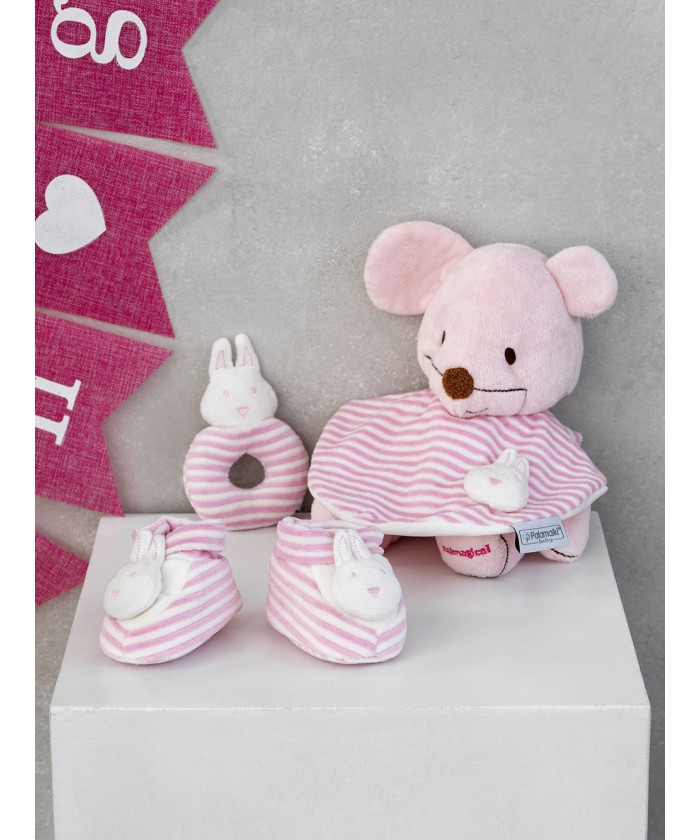 Σετ Καλτσάκια & Σαλιάρα & Κουδουνίστρα New Baby NB0119 PINK