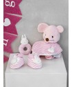 Σετ Καλτσάκια & Σαλιάρα & Κουδουνίστρα New Baby NB0119 PINK