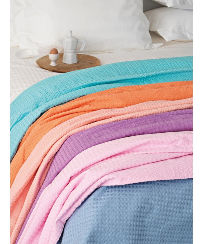 Κουβερτα Colour Waffle 240x260 WAFFLES PINK
