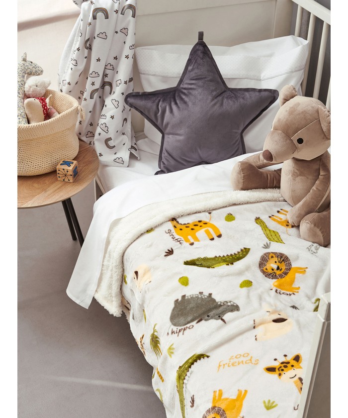Κουβέρτα Λίκνου Flannel Fleece 80x90 ZOO
