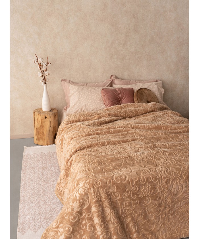 Κουβέρτα Βελουτέ Aura Collection 220x240 DAPHNE CAMEL