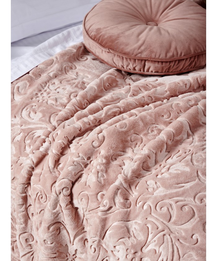 Κουβέρτα Βελουτέ Aura Collection 220x240 DAPHNE DUSTY PINK