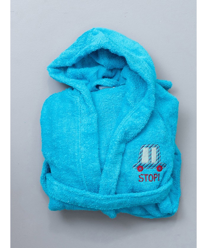 Μπουρνούζι με Κουκούλα Kids Bath STOP CYAN
