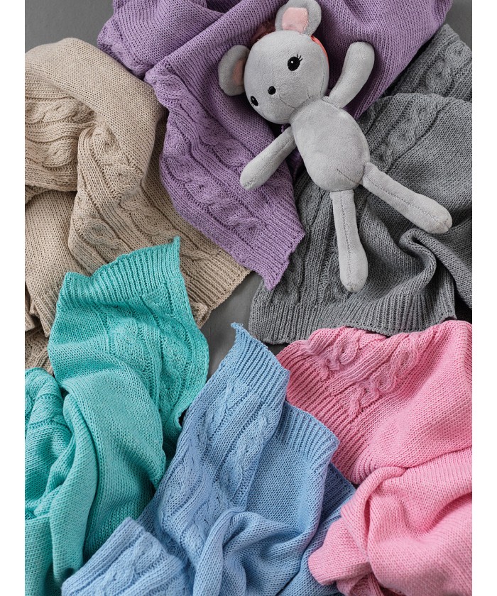 Κουβέρτα Πλεκτή Knitted Collection TAIL PINK