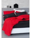 Σετ Παπλωματοθήκη Υπέρδιπλη 240x255 SATIN STRIPES FLAME/BLACK