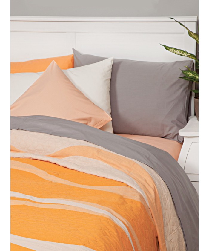Κουβερλί Cotton Rich 160x260 WAVES BEIGE/ORANGE