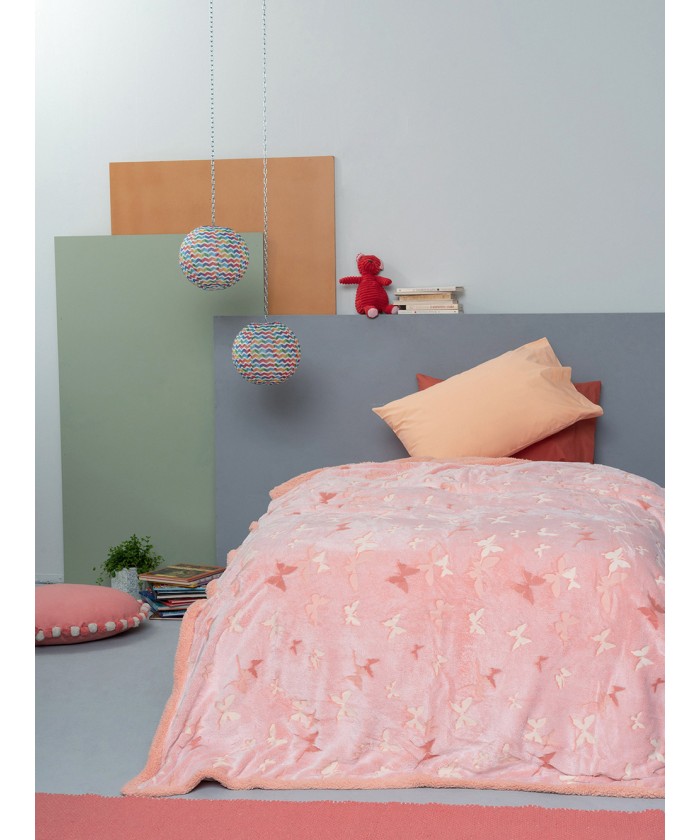 Κουβερτα Fleece Μονή Φωσφοριζέ 160x220 FARFALLA