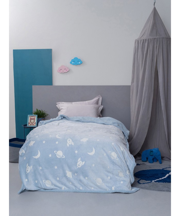 Κουβερτα Fleece Μονή Φωσφοριζέ 160x220 ORBIT