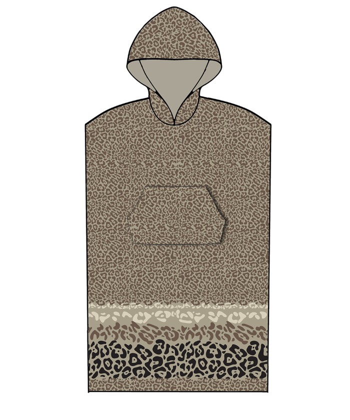 Poncho Θαλάσσης με κουκούλα LEOPARD BROWN Small - Medium