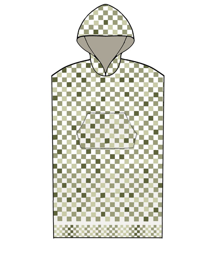 Poncho Θαλάσσης με κουκούλα CHECKS GREEN Large - X-Large