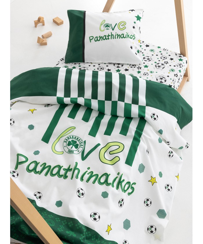 Σετ Σεντόνια Κούνιας Panathinaikos F.C. 130x170 FC11 Με Λάστιχο