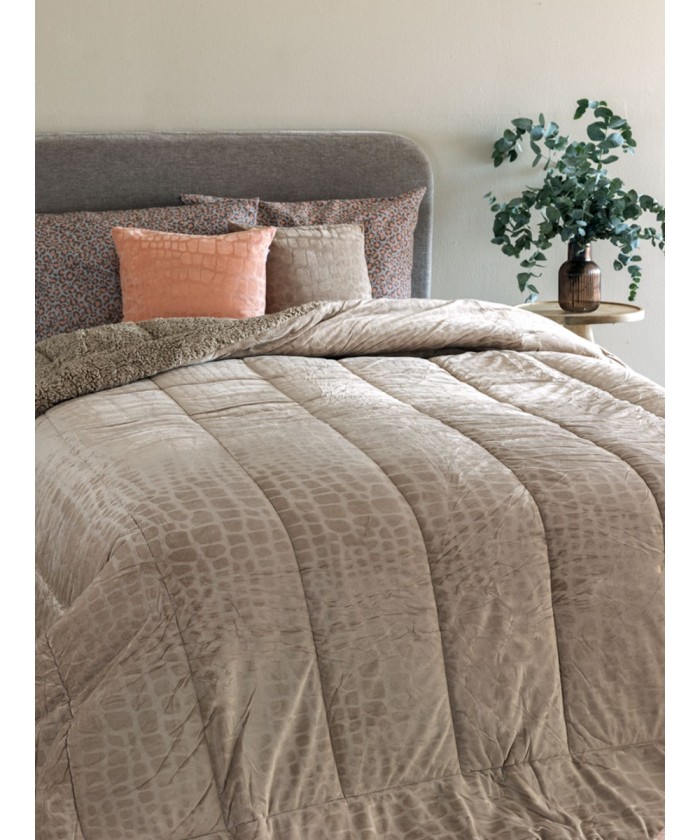 Κουβερτοπάπλωμα Υπέρδιπλο 220x240 FLO BEIGE
